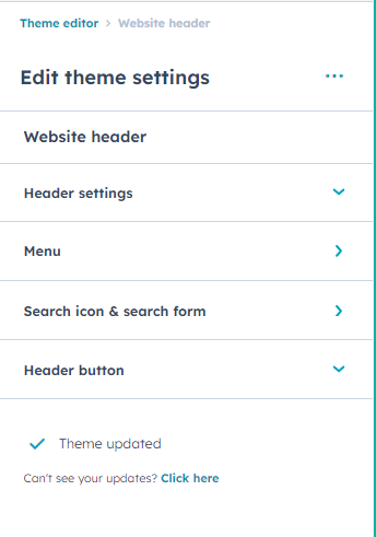 header settings