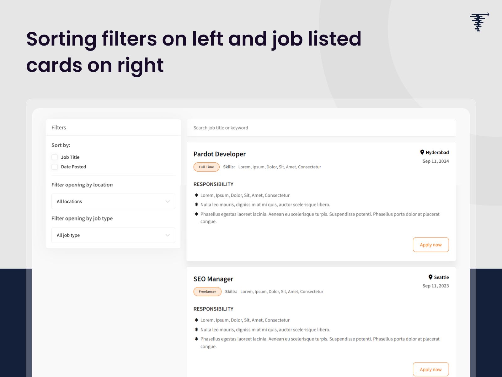 EASY TO FILTER based on JOB TITLE or DATE POSTED