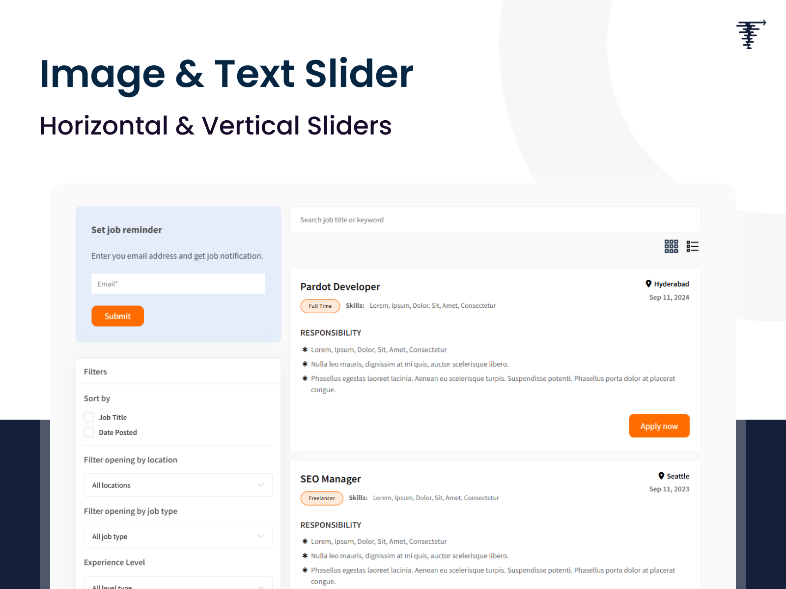 List jobs on your website with this sort and filter functionality